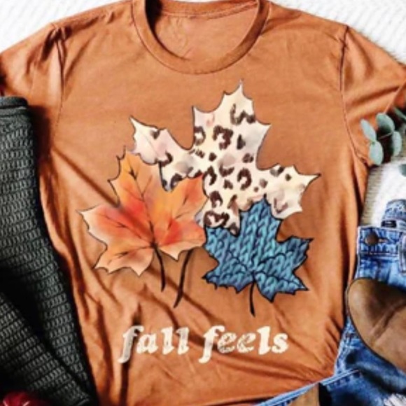NWT Haute Mess “Fall Feels” Leaves Plus Size Tee - Picture 3 of 7